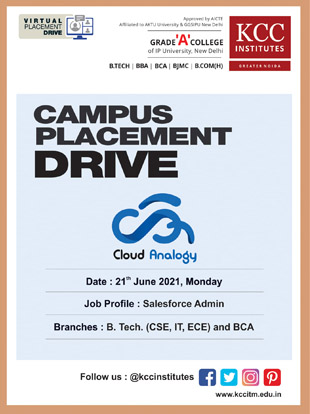 Campus Placement Drive for Cloud Analogy on 21th June 2021 (Monday).