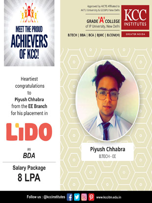 Congratulations Piyush Chhabra from Btech EE branch
