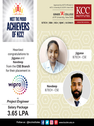 Congratulations Jigyasa and Navdeep from Btech CSE branch 