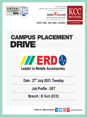 Campus Placement Drive for ERD Technologies Private Limited on 27th July 2021 