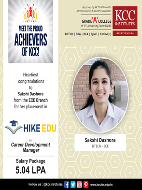 Congratulations Sakshi Dashora from Btech ECE Branch