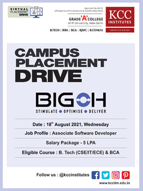Campus Placement Drive for BIG OH NOTATION on 18th August 2021 