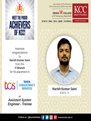 Congratulations Harish Kumar Saini from Btech IT Branch