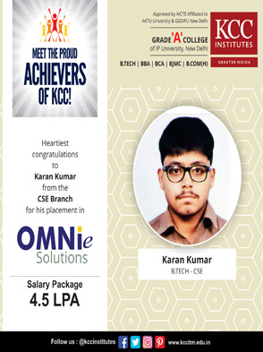 Congratulations Karan Kumar from Btech CSE Branch