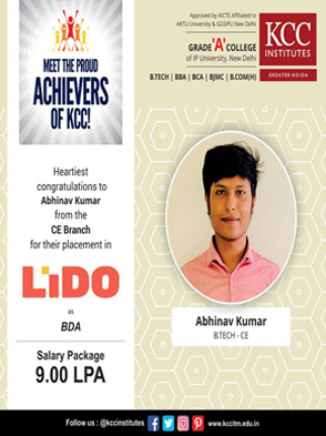 Congratulations Abhinav Kumar from Btech CE Branch