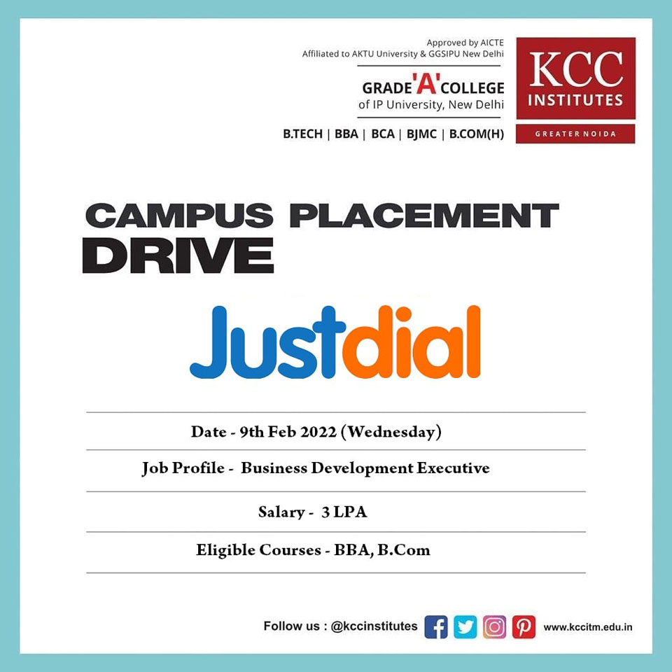 Campus Placement Drive for Justdial Ltd on 9th Feb 2022 (Wednesday)