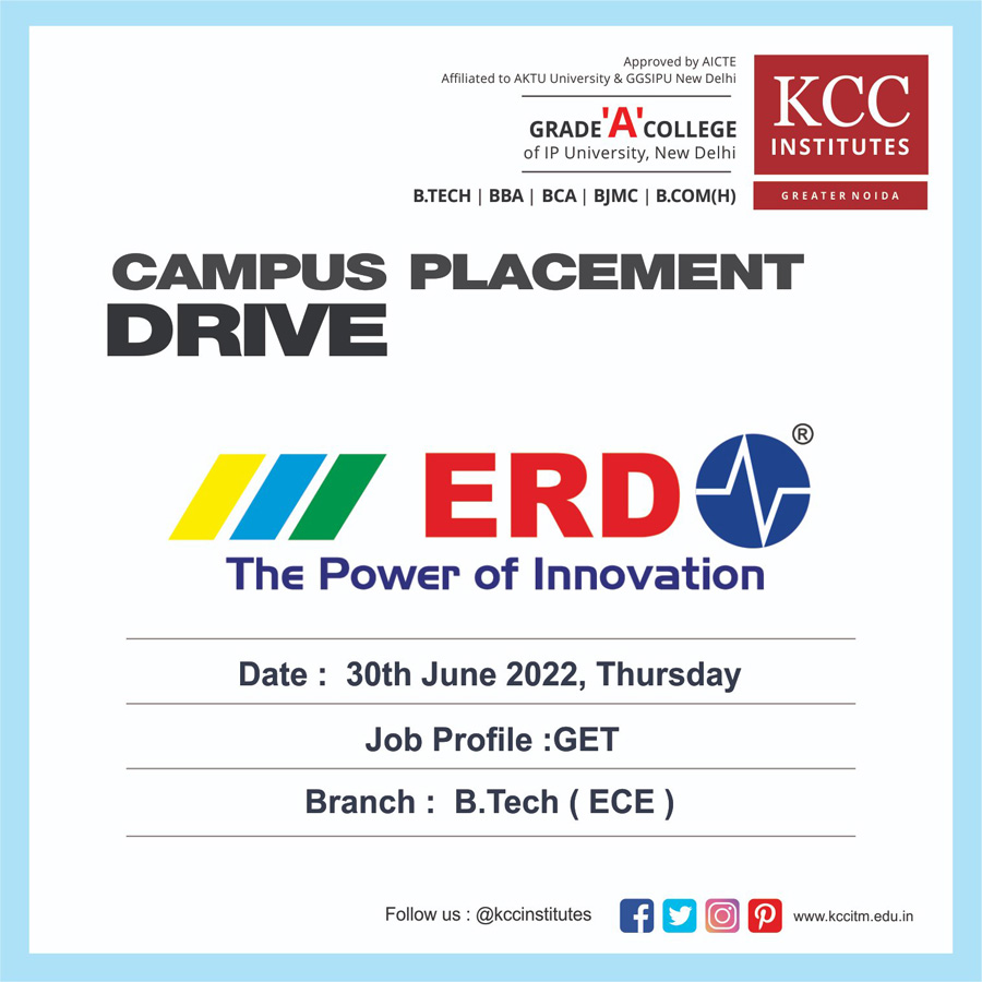 Campus Placement Drive for ERD Technologies Private Limited