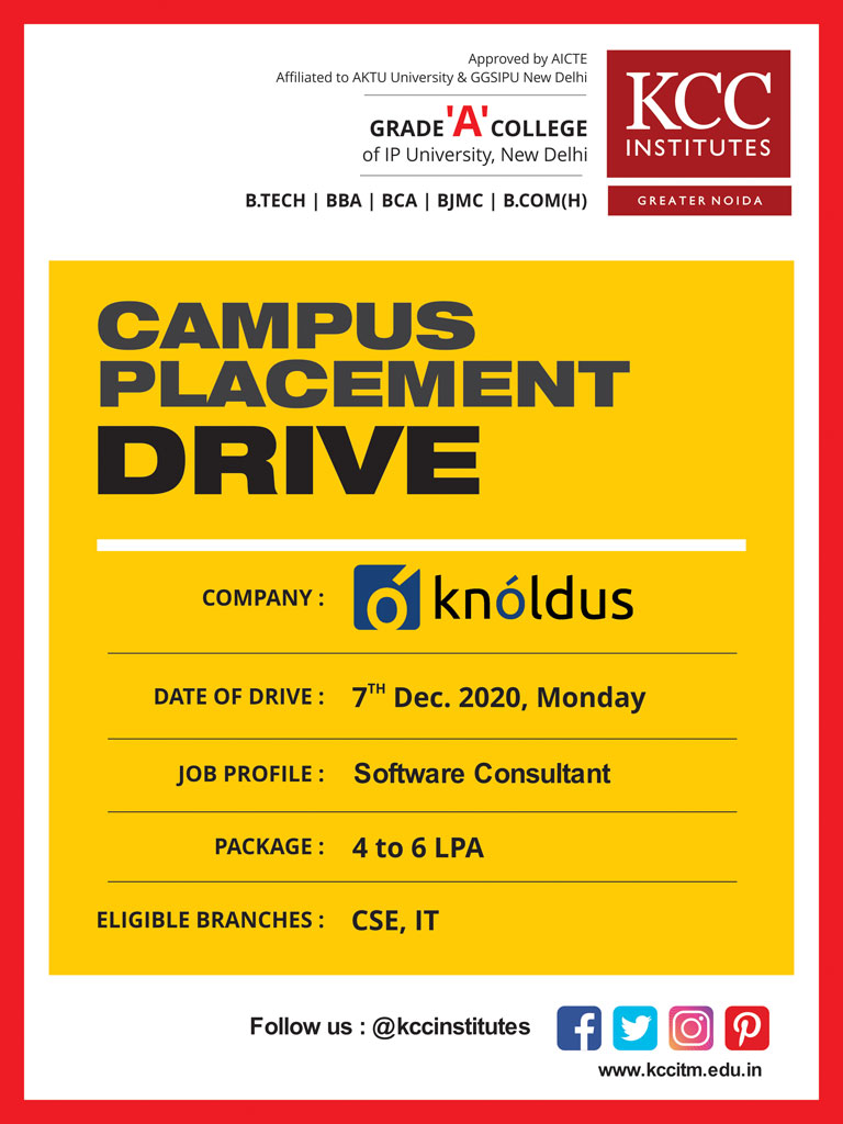 Campus Placement Drive for Knoldus on 7th December 2020 