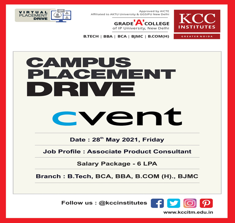 Campus Placement Drive for Cvent on 28th May 2021 (Friday)