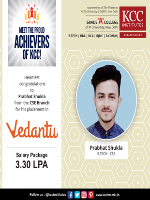 Congratulations Prabhat Shukla from Btech CSE Branch for getting placed in Vedantu.