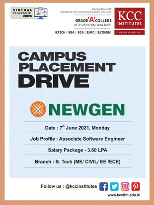 Campus Placement Drive for NEWGEN on 7th June 2021 (Monday)