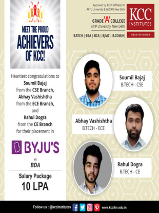Congratulations Soumil Bajaj from btech CSE, Abhay Vashishtha from Btech ECE