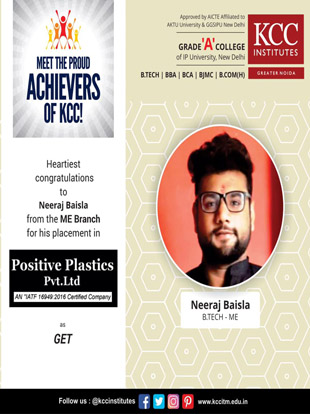 Congratulations Neeraj Baisla from Btech ME branch