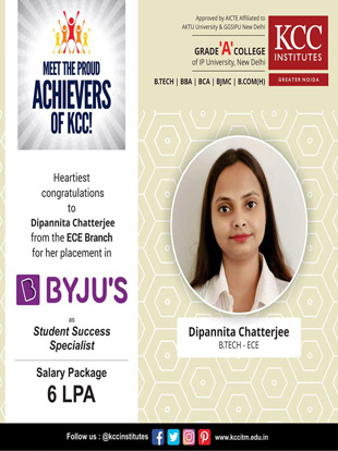 Congratulations Dipannita Chatterjee from Btech ECE branch