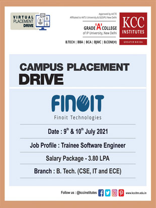 Campus Placement Drive for FINOIT on 9th & 10th July 2021 (Friday & Saturday).