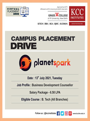 Campus Placement Drive for PlanetSpark on 13th July 2021 (Tuesday).