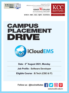 Campus Placement Drive for iCloudEMS on 2nd August 2021 