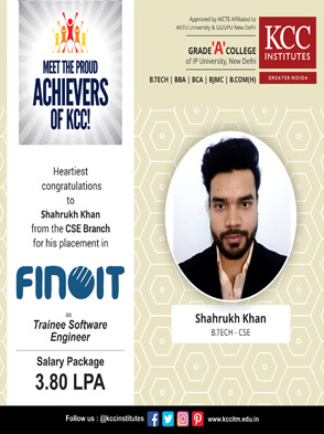 Congratulations Shahrukh Khan from Btech CSE Branch