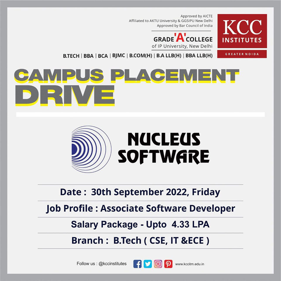 Campus Placement Drive for NUCLEUS SOFTWARE